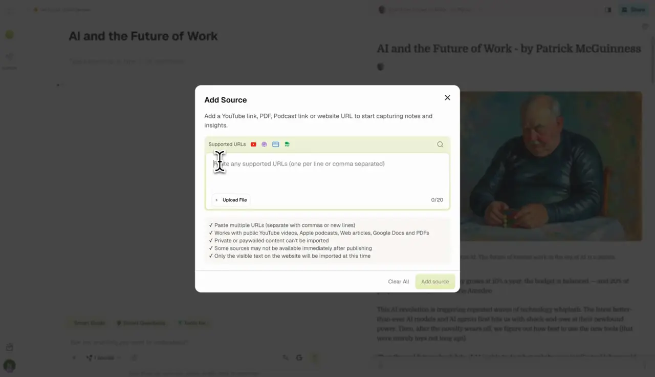 Gistr walkthrough: adding a source and taking notes